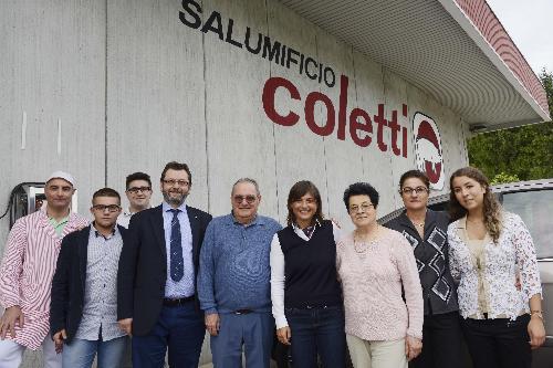 Debora Serracchiani (Presidente Regione Friuli Venezia Giulia) e Enio Agnola (Consigliere regionale FVG) visitano il salumificio Coletti - Forgaria nel Friuli 11/09/2017